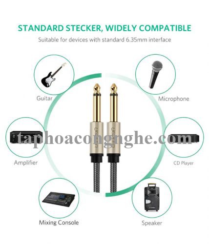 Ugreen 40815 10M màu Đen Cáp âm thanh 2 đầu 6.5mm dương cao cấp AV128 30040815